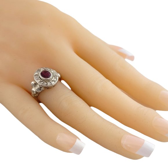 10K Yellow Gold Rose Cut Diamond Lab Created Ruby Floral Ring 6.5 #13925 - Picture 10 of 10